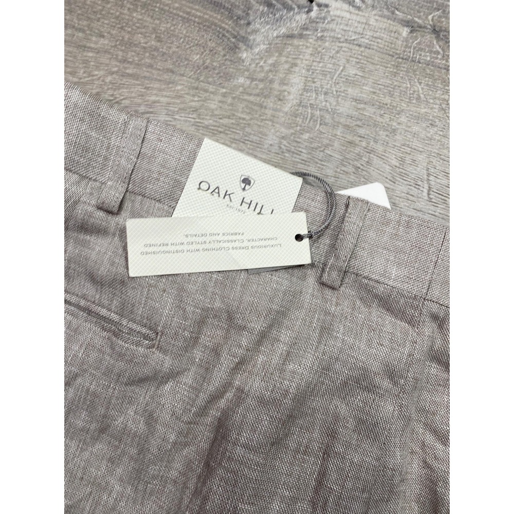 Oak Hill Dress Pants Mens‎ 50x30 Beige Linen Blend Pleated Big & Tall Trousers - Picture 4 of 12